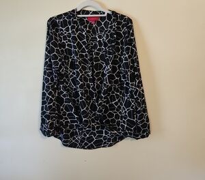 Jennifer Lopez Black and White Mosaic Blouse